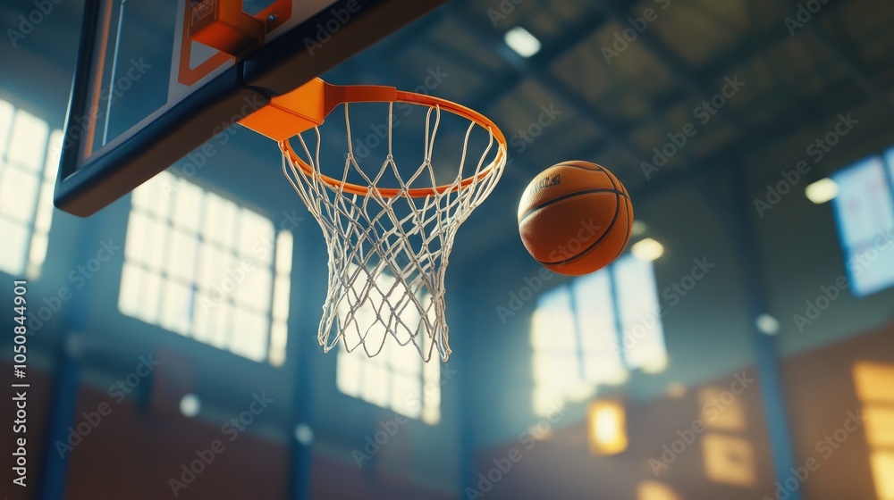 Basketball Hoop with Ball in Dynamic Motion Basketball Hoop with Ball in Dynamic Motion