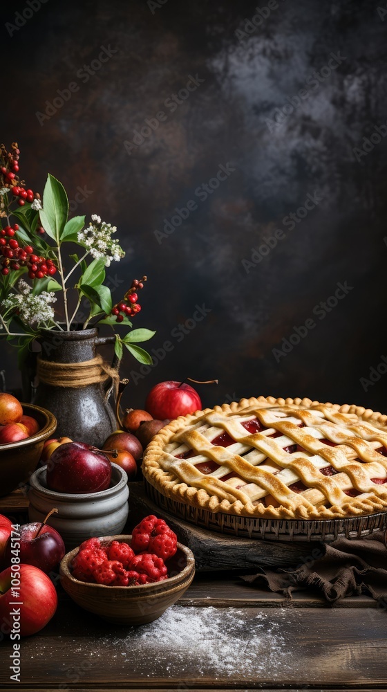 Delicious pie with fruit