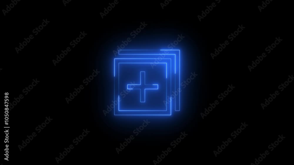 Neon explore content icon glowing black background animation Neon explore content icon glowing black background animation