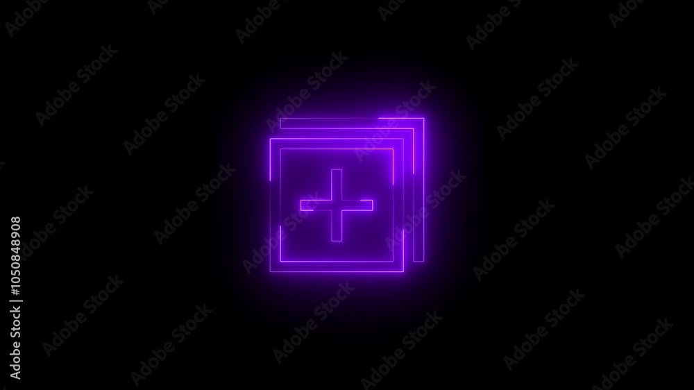 Neon explore content icon glowing black background animation Neon explore content icon glowing black background animation