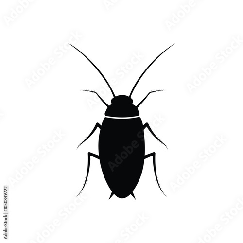 Cockroach silhouette vector art on white background.