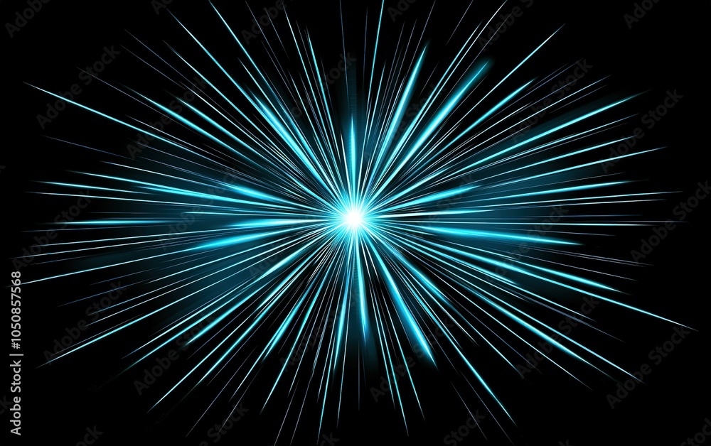 Fototapeta premium A vibrant explosion of blue light radiating outward against a dark background, capturing the essence of energy and motion