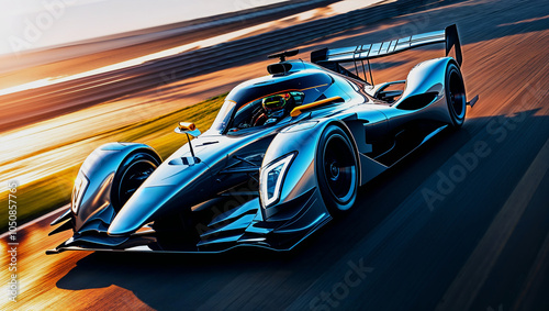 Racing cars on a race track. 3d rendering