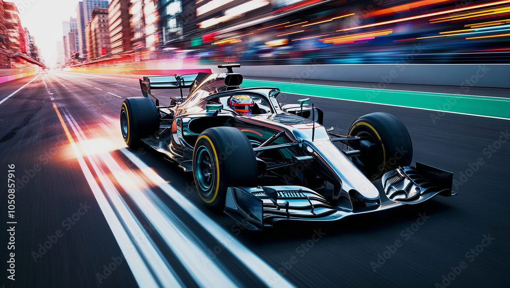 Racing cars on a race track. 3d rendering Racing cars on a race track. 3d rendering