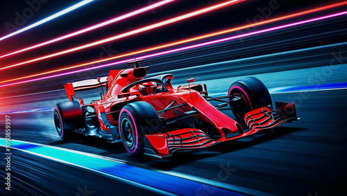 Racing cars on a race track. 3d rendering