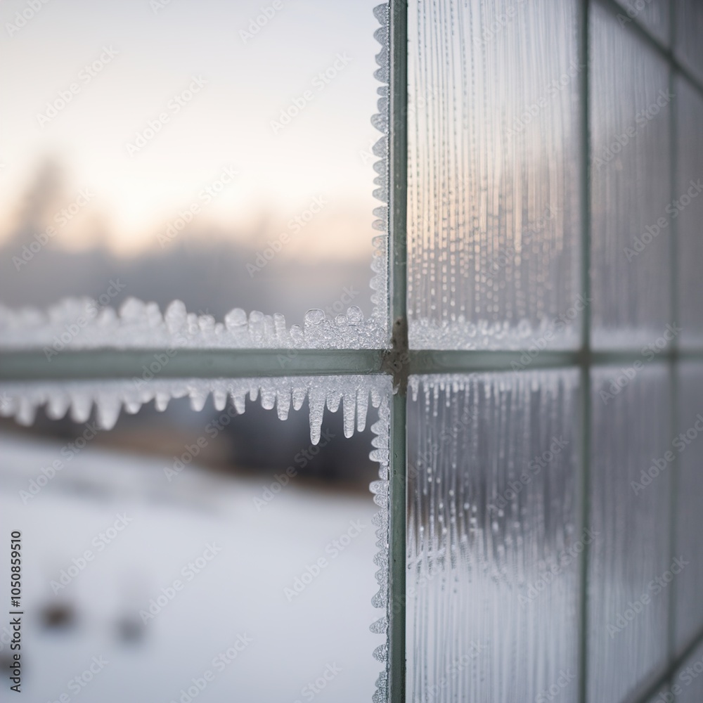 frozen window in winter frozen window in winter