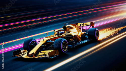 Racing cars on a race track. 3d rendering