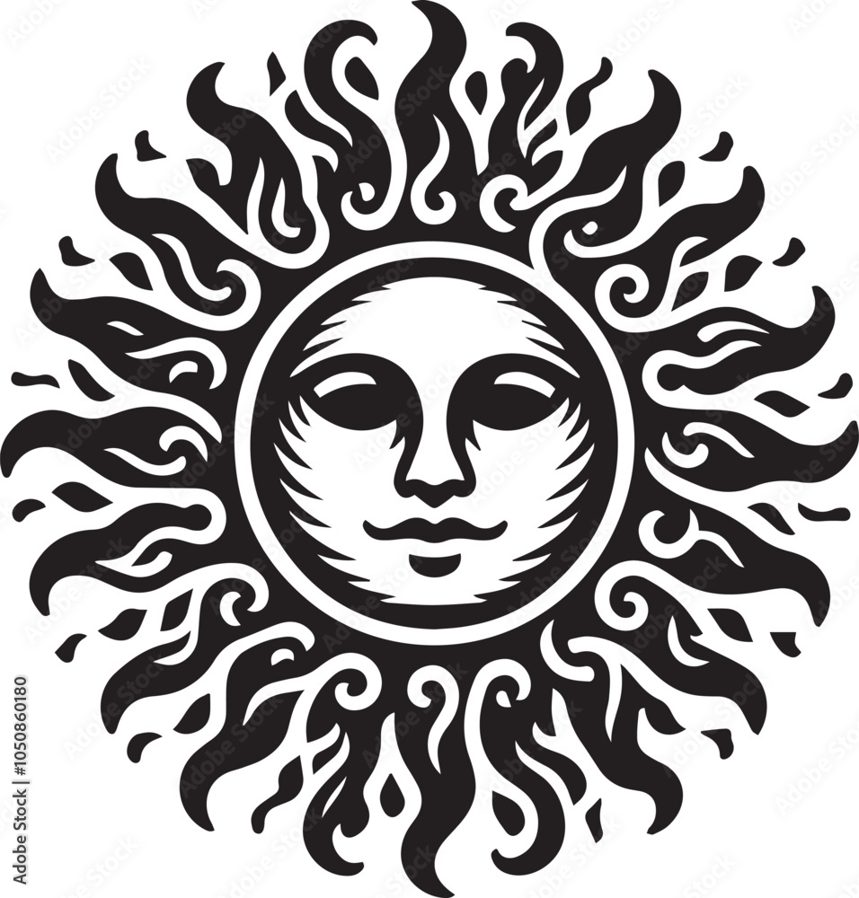 Obraz premium Black and white Sun vector