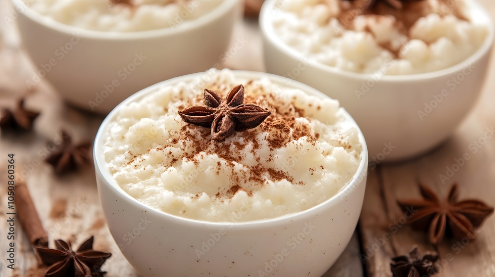 Rice pudding with cinnamon and sugar Rice pudding with cinnamon and sugar