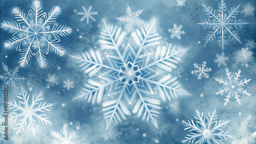 Blue winter background with snowflakes
