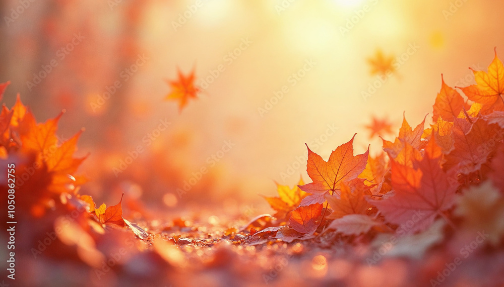 Colorful autumn leaves falling gently to the ground, showcasing vibrant reds, oranges, and yellows against a soft, blurred background of trees, capturing the essence of fall. Colorful autumn leaves falling gently to the ground, showcasing vibrant reds, oranges, and yellows against a soft, blurred background of trees, capturing the essence of fall.