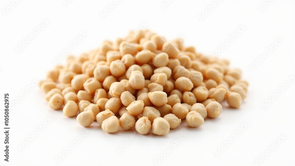 Raw chickpeas in soft beige tones on a white backdrop Raw chickpeas in soft beige tones on a white backdrop