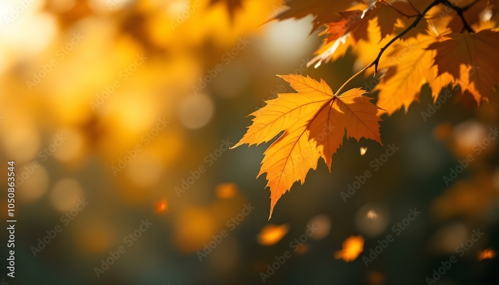 Falling autumn leaves gracefully drift down against a blurred forest backdrop, capturing the essence of the season in a warm, tranquil scene Falling autumn leaves gracefully drift down against a blurred forest backdrop, capturing the essence of the season in a warm, tranquil scene