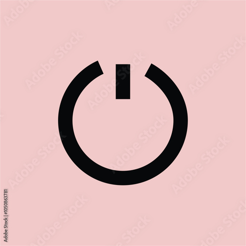 On off power button. Switch on switch off icon. Press start button sign isolated on pink background. On off vector circle symbol.