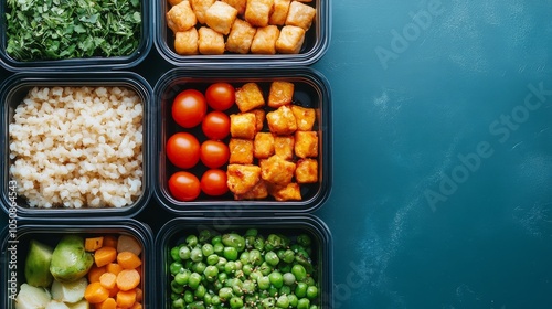 Vibrant meal prep with fresh salmon, veggies, and grains for healthy eating