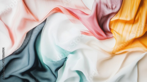 A serene scene of various abstract patterns in different colors creating a unified, flowing design on a white background