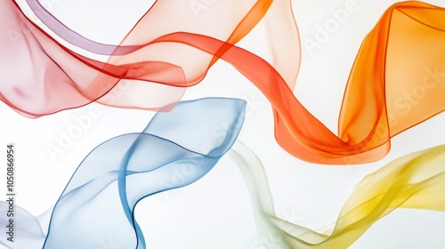 A serene scene of various abstract patterns in different colors creating a unified, flowing design on a white background