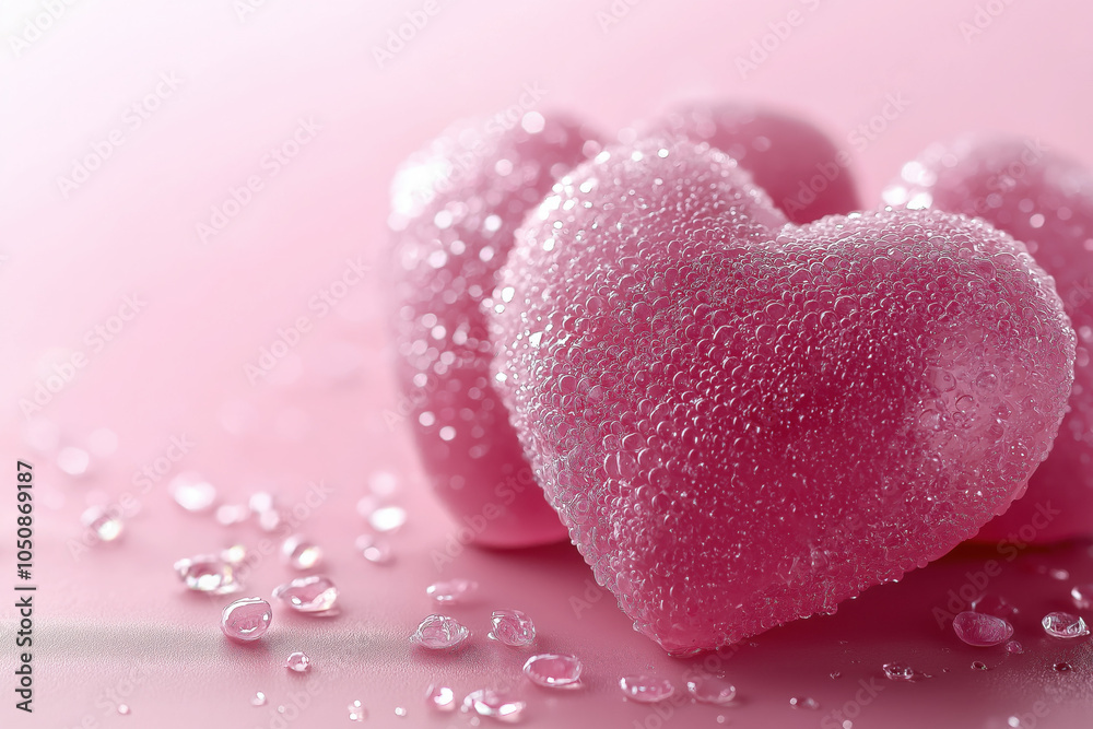 Obraz premium Pink Heart Shaped Sweet Dessert with Glossy Sugar Finish for a Romantic Pastel Celebration