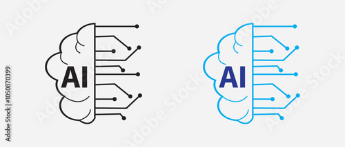 Artificial Intelligence AI pictogram icon symbol. Artificial Intelligence on White Background. vector illustration.