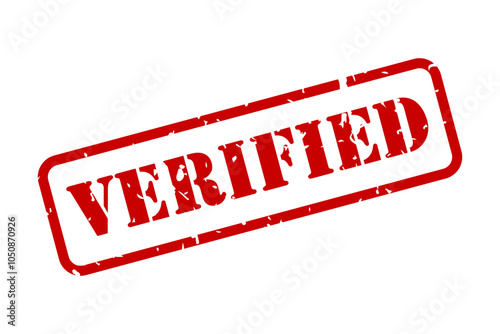 Verified red rubber stamp vector with texture isolated