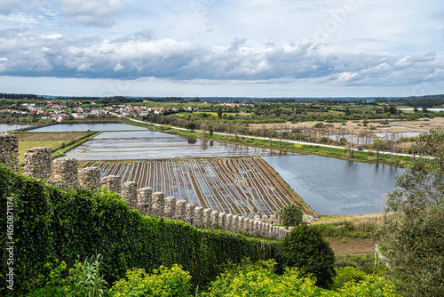 The landscape view from the castle of the village of Montemor-o-Velho in Portugal photo