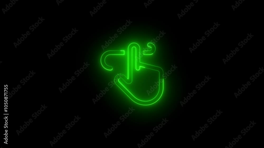 Neon finger In king icon glowing black background animation Neon finger In king icon glowing black background animation