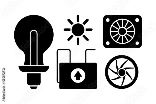 Set of electronic parts  icon set. 