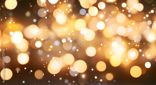 Golden Defocused Lights. Abstract Christmas Background.