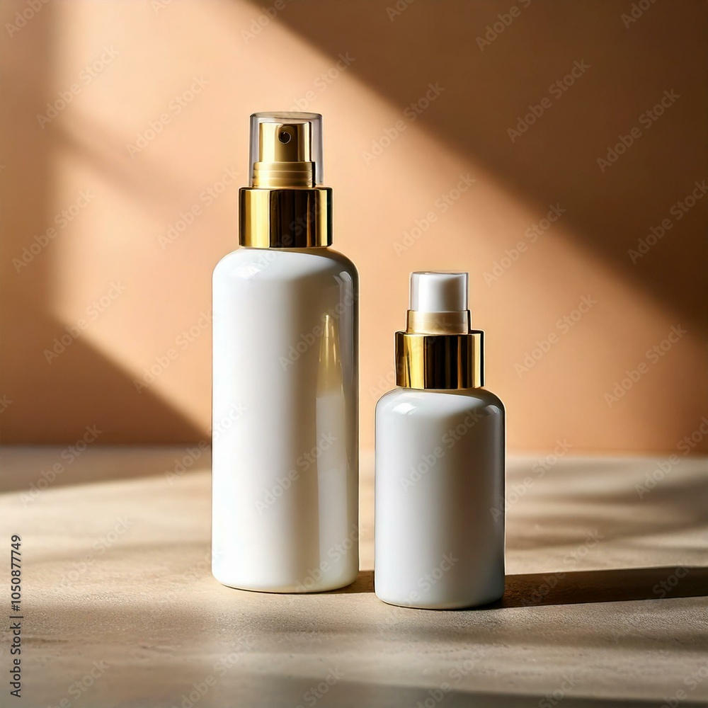 luxury two different care products with gold cap and white colors luxury two different care products with gold cap and white colors