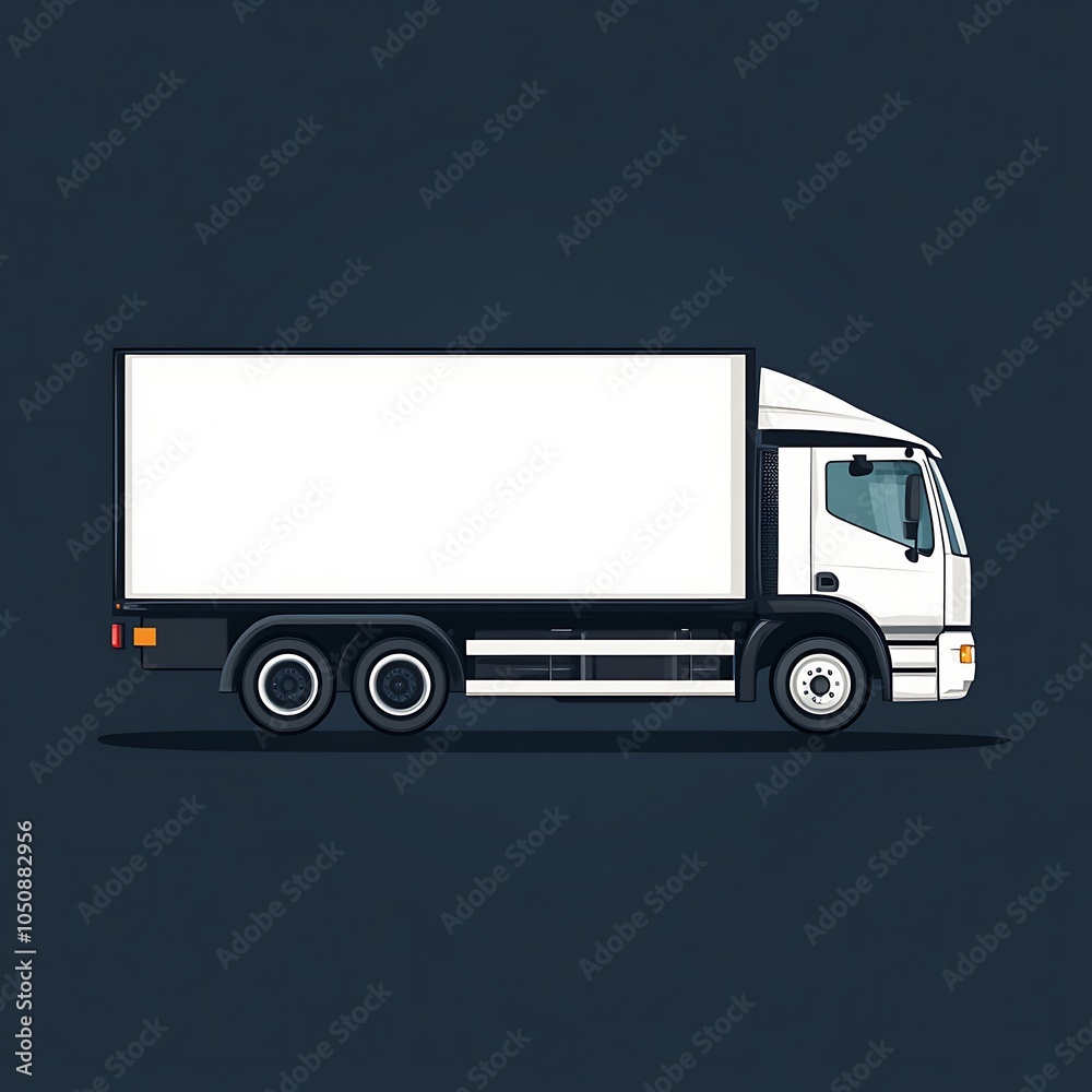 Isolated Box Truck On Dark Background Displayed In Detailed Photo Isolated Box Truck On Dark Background Displayed In Detailed Photo