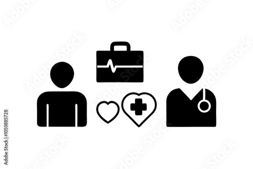 Health checkup line icon set . Medical care patient diagnosis icon collection.on white background. 