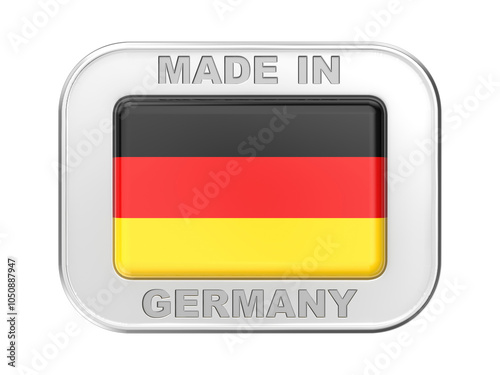 Made in Germany, silver badge with the national flag of Germany