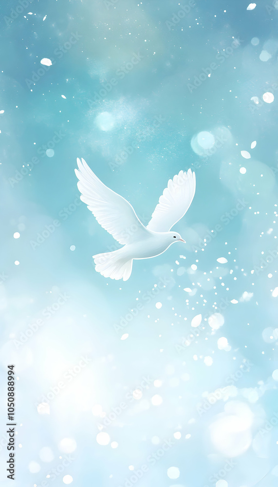 Fototapeta premium Sky Funeral Background with White Dove-