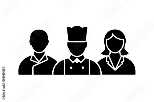 Set of Different professions avatars icons silhouette illustration.on white.