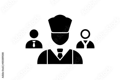 Set of Different professions avatars icons silhouette illustration.on white.