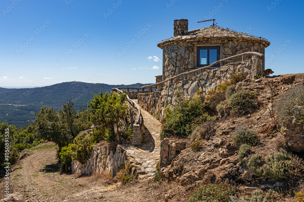 Fototapeta premium Hiking lodge on Monte Idolo in the Santa Barbara Nature Park (Parco Naturale Santa Barbara), Sardinia