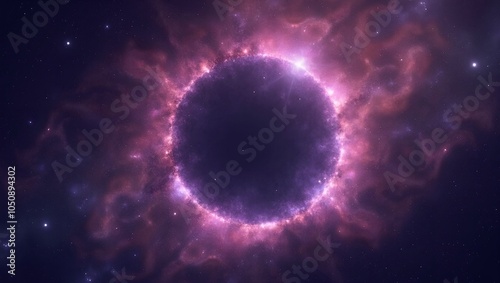 Cosmic purple background with swirling galaxies and stars