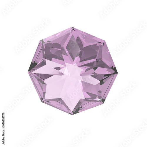 purple gems crystal in transparent background, for jewelry design and brand, luxury jewels diamond 3d render