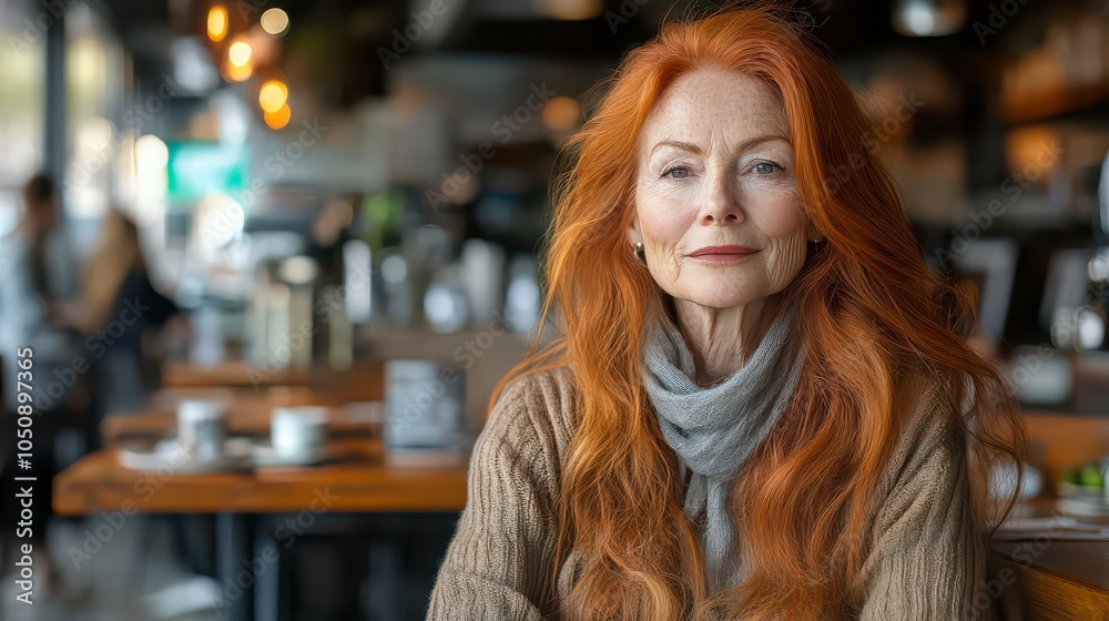 Portrait of a Red Haired Woman at a Coffee Shop Portrait of a Red Haired Woman at a Coffee Shop