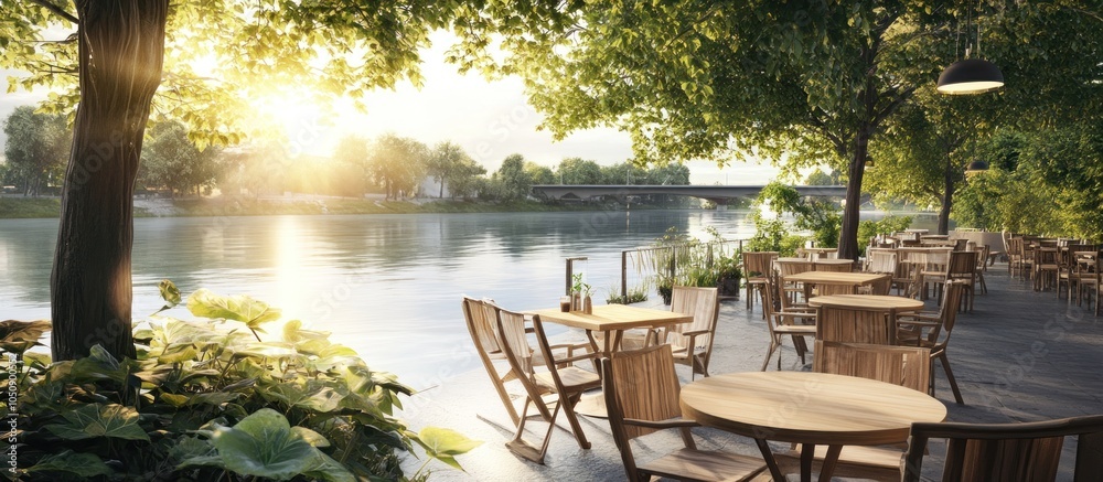 Fototapeta premium Outdoor Cafe by the River