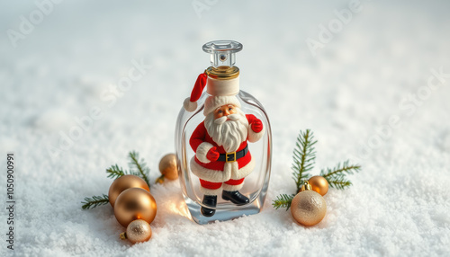 Santa Claus in Perfume Bottle with Christmas Decor