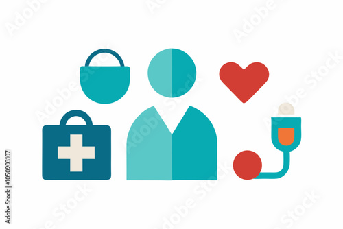 Medical doctor consultation icon set with cross symbol health care vector illustration on white.