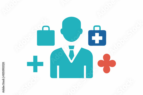 Medical doctor consultation icon set with cross symbol health care vector illustration on white.