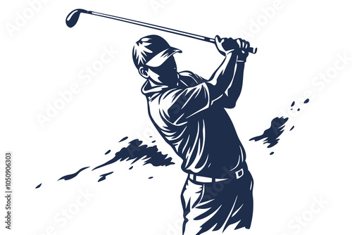  A silhouette of a man performing a golf swing