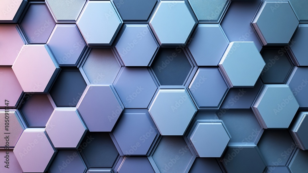 Abstract background of hexagonal shapes in blue and purple tones. Abstract background of hexagonal shapes in blue and purple tones.
