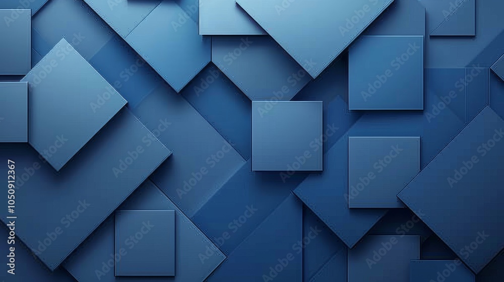 Fototapeta premium Abstract geometric squares on a gradient blue background, vector