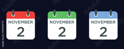 calendar - November 2 icon illustration isolated vector sign symbol