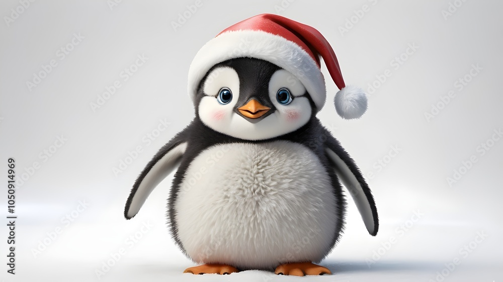 Fototapeta premium charming holiday penguin chick with santa hat for digital downloads