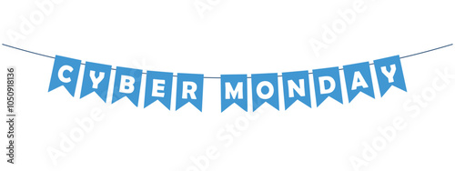 Cyber Monday bunting banner, decorative garland on white background, vector illustration
