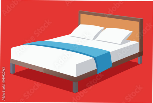  Modern double bed with cotton sheet over white
